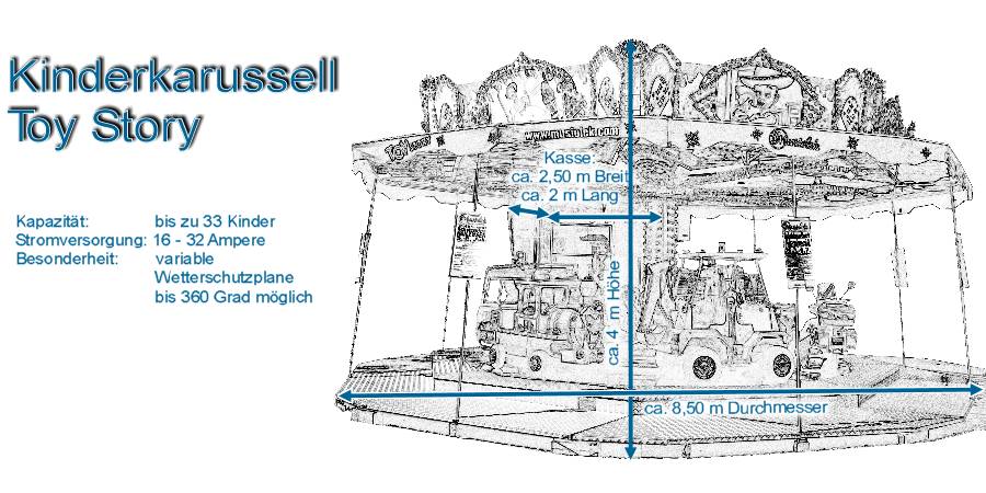 Maße Kinderkarussell Toy Story