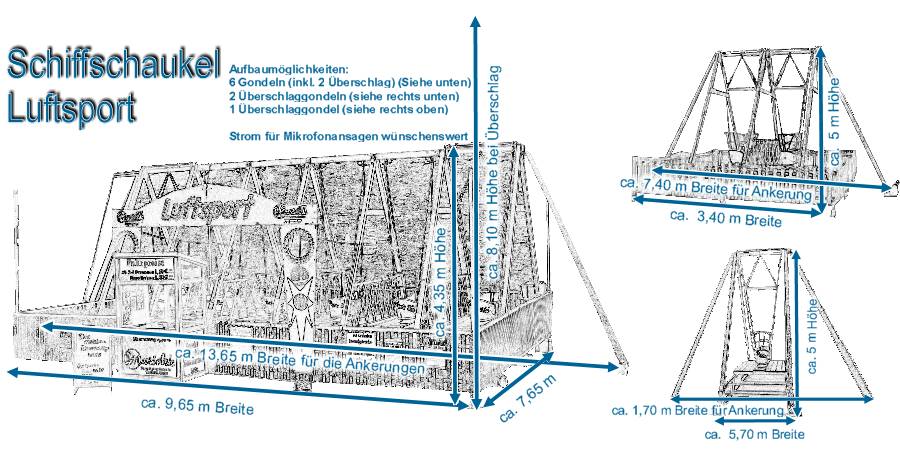 Maße Schiffschaukel Luftsport (mit Überschlag)